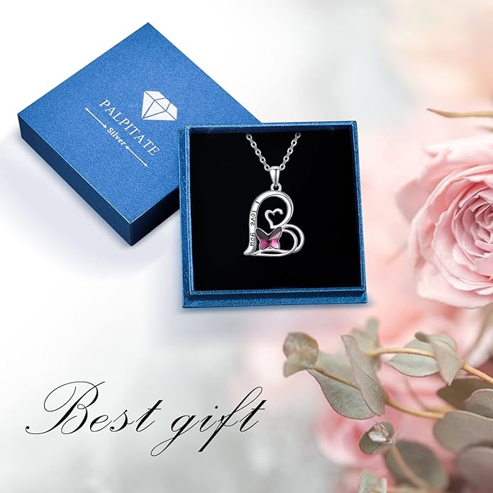 Palpitate Heart Necklaces for Women Forever Love Pendant Necklace Anniversary Valentine's Day Gifts for Lovers Wife Her Mom