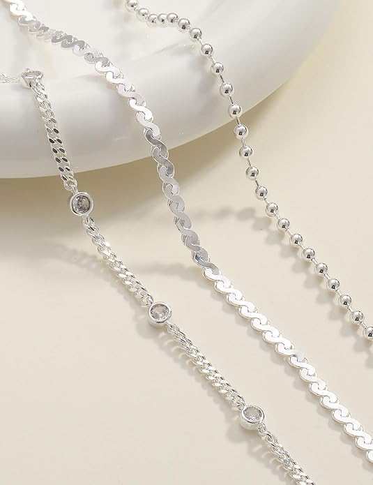 RLMOON Gold Anklets for Women CZ Ankle Bracelet 14K Gold Plated Waterproof Dainty Layered Tennis Heart Dot Chain Silver Clover Anklet Trendy Foot Jewelry