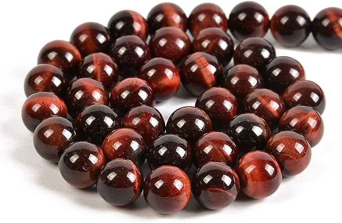 36pcs 10mm Natural Red Tiger's Eye Gemstone Round Spacer Loose Stone Beads for Jewelry Making 15.5" 1 Strand (Red Tiger's Eye, 10mm 36Beads)