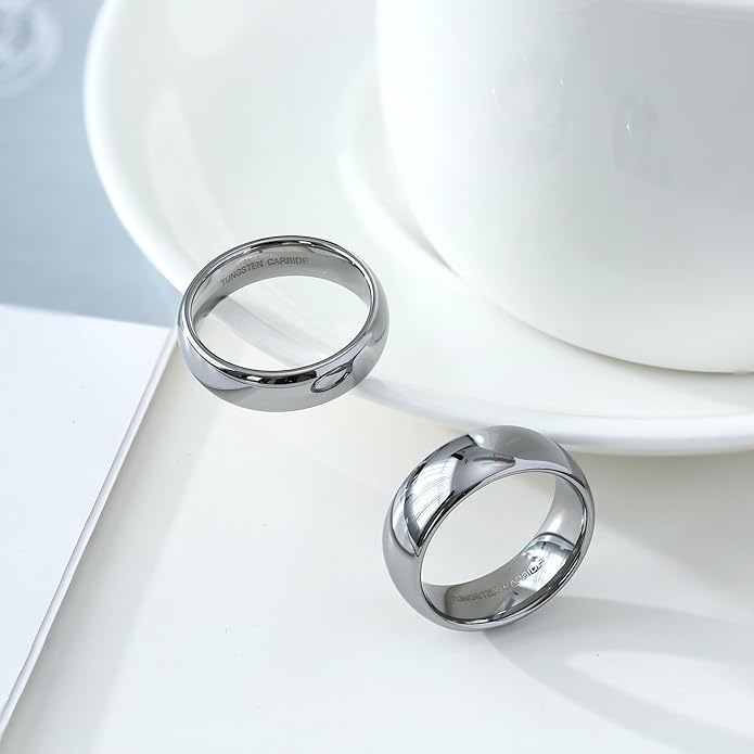 Jstyle 2mm 4mm 6mm 8mm Tungsten Rings for Men Women Hypoallergenic Wedding Band Rings Gold/Silver Domed High Polish Comfort Fit Size 6-12 Not Tarnished