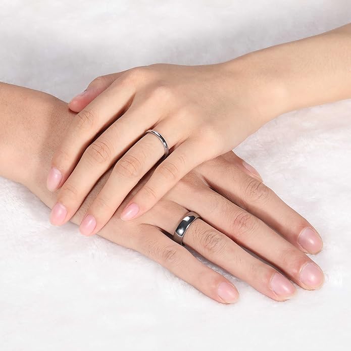 TRUMIUM 2mm 4mm 6mm 8mm Tungsten Wedding Band Ring for Men Women Gold/Rose Gold/Silver Domed High Polish Comfort Fit 4-15