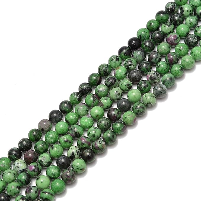 45pcs 8mm Natural Ruby Zoisite Gemstone Round Spacer Loose Stone Beads for Jewelry Making 15.5" 1 Strand (Ruby Zoisite, 8mm 45Beads)