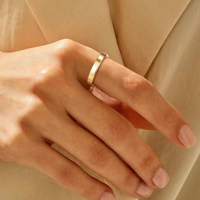 TRUMIUM 2mm 4mm 6mm Tungsten Rings for Women Men's Wedding Bands Gold Plated Beveled Edges Flat High Polished Comfort Fit Size 5-14