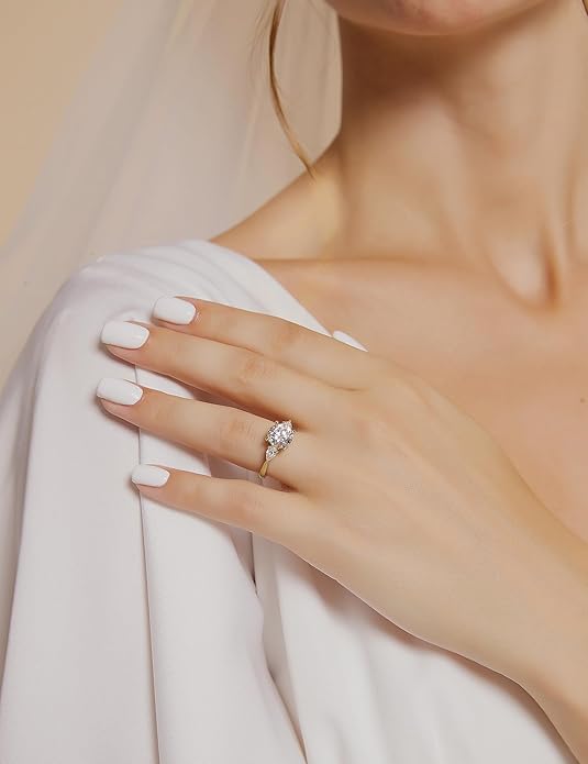 EAMTI 2CT 925 Sterling Silver Engagement Rings for Women Round Cut 3-Stone Promise Rings for Her Cubic Zirconia CZ Wedding Bands Size 3-11