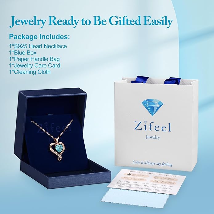 Birthday Gifts for Women Wife Infinity Heart Birthstone I Love You Necklace for Women S925 Sterling Silver Anniversary Wedding Gifts for Christmas Valentines Mothers Day Women's jewelry Diamond Pendant Necklaces Gift for Her Mom Daughter Grandma