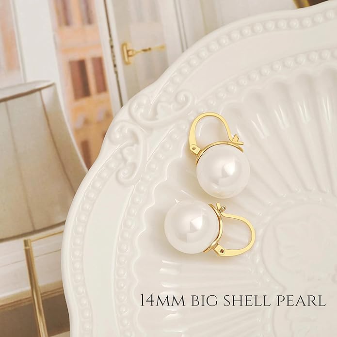 925 Sterling Silver Hoop Handpicked AAA+ Quality 7.5-8mm White Freshwater Cultured Pearl Dangle Drop Earrings Jewelry for Women