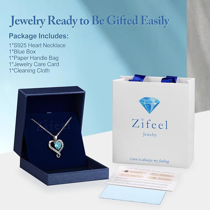 Birthday Gifts for Women Wife Infinity Heart Birthstone I Love You Necklace for Women S925 Sterling Silver Anniversary Wedding Gifts for Christmas Valentines Mothers Day Women's jewelry Diamond Pendant Necklaces Gift for Her Mom Daughter Grandma