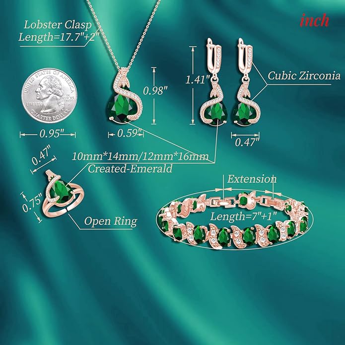 GZWHD Jewelry Set for Women Water Drop Cubic Zirconia Artificial Crystal Earrings Pendant Necklace Open Ring Tennis Bracelet Wedding Anniversary Birthday Engagement Gift for Bridesmaid Wife Girlfriend Friend