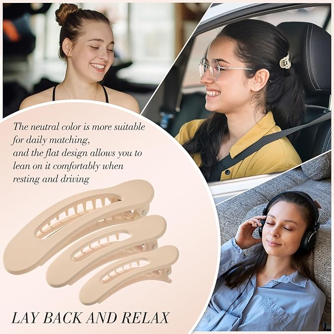 15 PCS Flat Hair Clips, Neutral Color Flat Claw Clips 3 Sizes Hair Claws for Women Girls Thin Hair