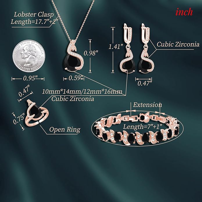 GZWHD Jewelry Set for Women Water Drop Cubic Zirconia Artificial Crystal Earrings Pendant Necklace Open Ring Tennis Bracelet Wedding Anniversary Birthday Engagement Gift for Bridesmaid Wife Girlfriend Friend