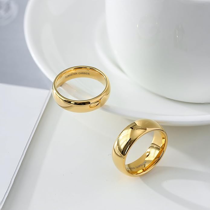Jstyle 2mm 4mm 6mm 8mm Tungsten Rings for Men Women Hypoallergenic Wedding Band Rings Gold/Silver Domed High Polish Comfort Fit Size 6-12 Not Tarnished