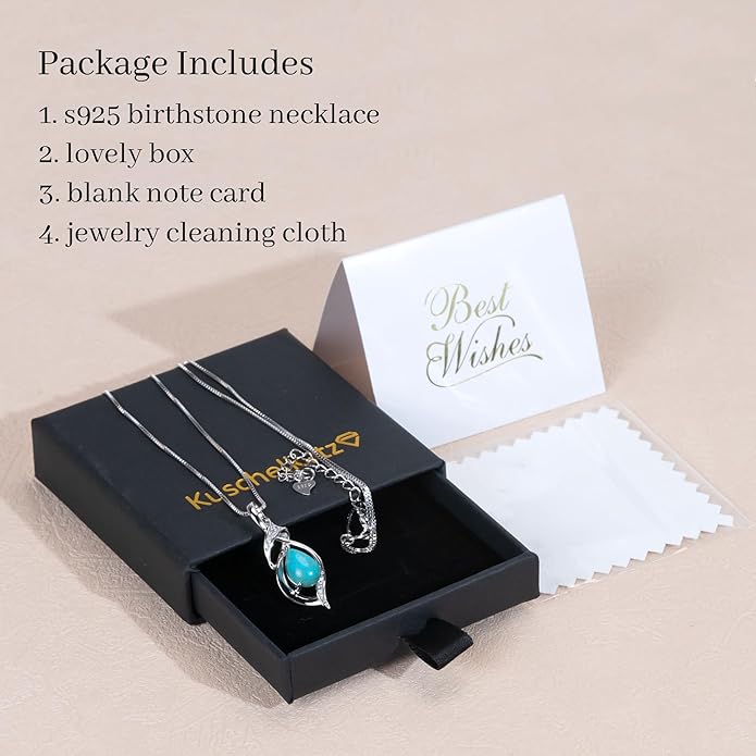 Birthstone Necklace for Women, Gemstone Sterling Silver Necklace for Girlfriend, Mom Birthday Gifts for Women, Gifts for Wife Anniversary, Christmas Gifts