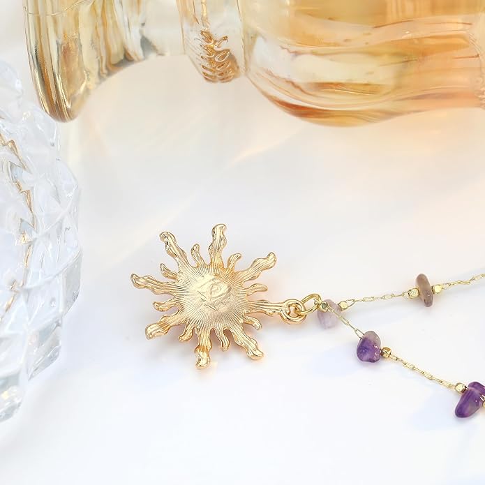 Charm Necklace for Women Gold Evil Eye Sun Moon Flower Coin Pendant Necklace Dainty Paperclip Chain Vintage Luck Amulet Choker Necklaces Celestial Jewelry Gift