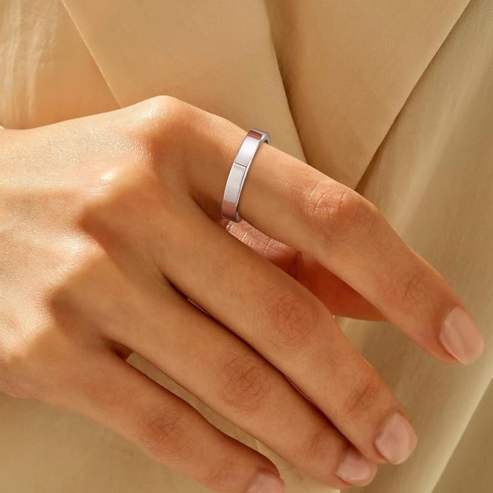 TRUMIUM 2mm 4mm 6mm Tungsten Rings for Women Men's Wedding Bands Gold Plated Beveled Edges Flat High Polished Comfort Fit Size 5-14