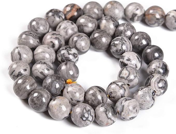 90pcs 4mm Natural Map Jasper Gemstone Round Spacer Loose Stone Beads for Jewelry Making 15.5" 1 Strand (Map Jasper, 4mm 90Beads)