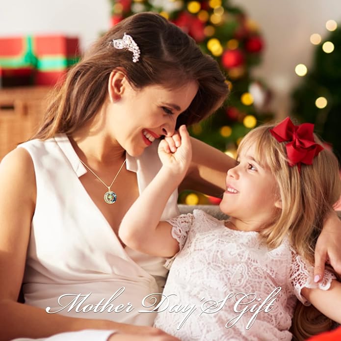 TOUPOP Birthstone Necklace 925 Sterling Silver Moon and Star Pendant with Blue Crystal Celtic Moon Jewelry Birthday Christmas Gifts for Women Mom Wife Her Daughter