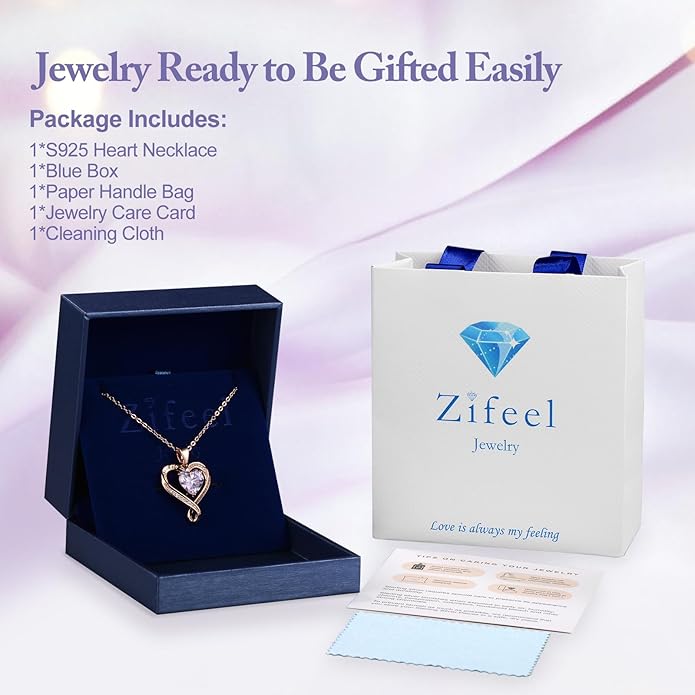 Birthday Gifts for Women Wife Infinity Heart Birthstone I Love You Necklace for Women S925 Sterling Silver Anniversary Wedding Gifts for Christmas Valentines Mothers Day Women's jewelry Diamond Pendant Necklaces Gift for Her Mom Daughter Grandma