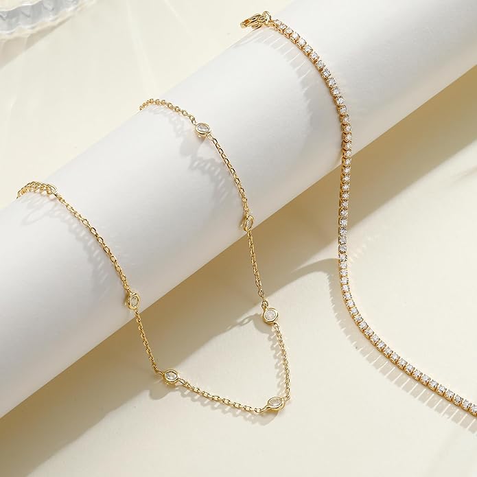 Ritach Ankle Bracelets for Women - Stainless Steel Silver/Gold Anklets for Women Waterproof Layered Cuban Link Figaro Chain Heart Anklets Set Summer Beach Jewelry Gifts