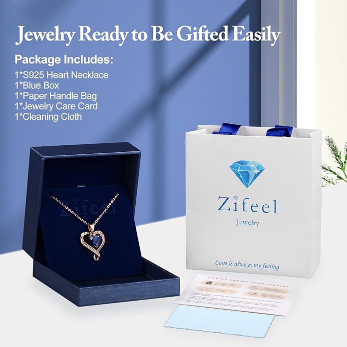 Birthday Gifts for Women Wife Infinity Heart Birthstone I Love You Necklace for Women S925 Sterling Silver Anniversary Wedding Gifts for Christmas Valentines Mothers Day Women's jewelry Diamond Pendant Necklaces Gift for Her Mom Daughter Grandma