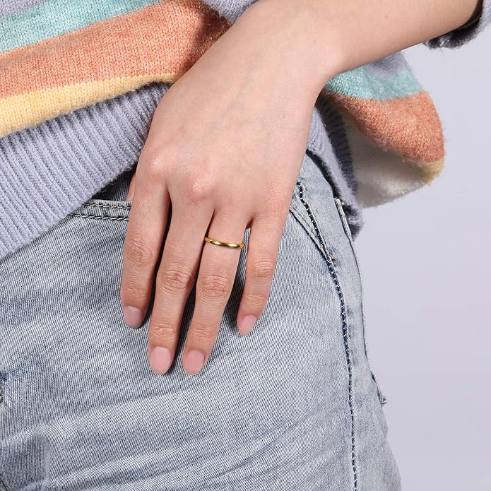 TRUMIUM 2mm 4mm 6mm 8mm Tungsten Wedding Band Ring for Men Women Gold/Rose Gold/Silver Domed High Polish Comfort Fit 4-15