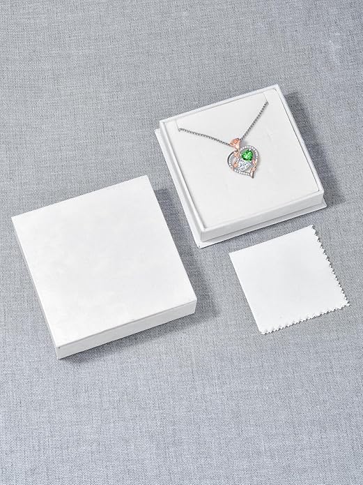 Jewelry for Her Double Heart Rose Birthstone Pendant Necklace Anniversary Jewelry Christmas Birthday Gifts for Women Wife Girlfriend