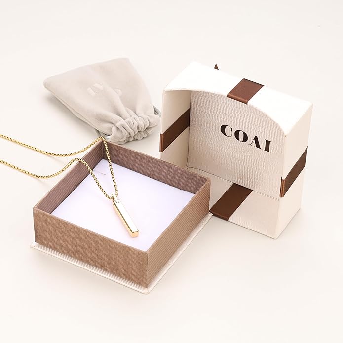 COAI Tungsten Bar Necklace for Men, Men's Pendant Necklace God/Silver 20"-26"