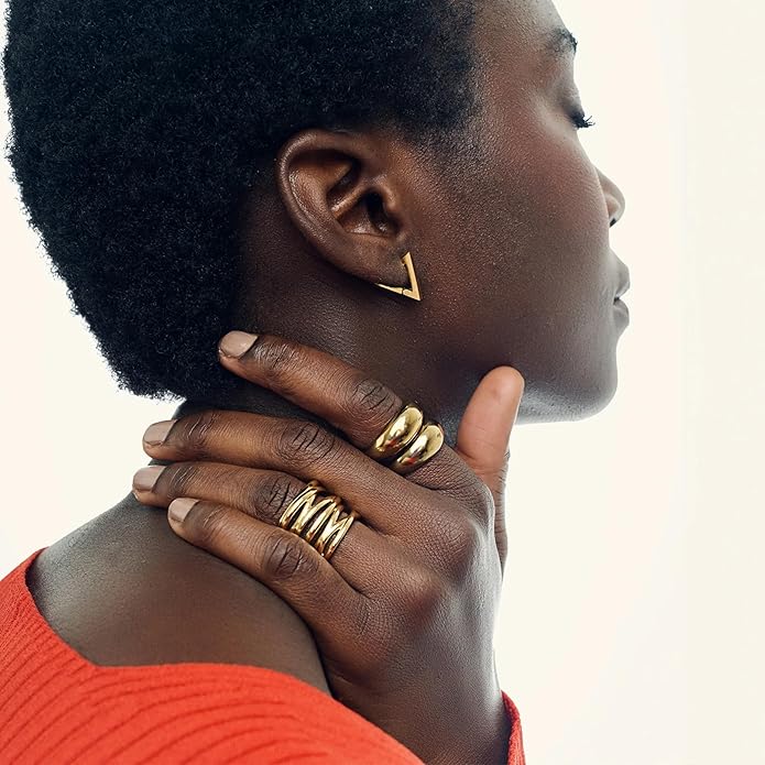 Hey Harper Gold Ring for Women - Gold Plated Stacking Waterproof & Sweatproof Jewerly Ring - Everday Non Tarnish Cute Fashion Circle Rings