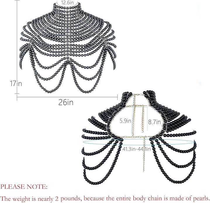 CCbodily Pearl Body Chain Bra - Fashion Shoulder Necklaces Bra Chain Body Jewelry