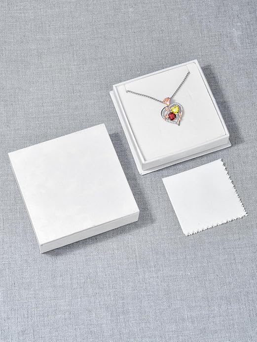 Jewelry for Her Double Heart Rose Birthstone Pendant Necklace Anniversary Jewelry Christmas Birthday Gifts for Women Wife Girlfriend