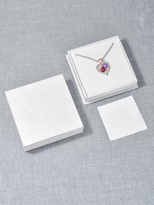 Jewelry for Her Double Heart Rose Birthstone Pendant Necklace Anniversary Jewelry Christmas Birthday Gifts for Women Wife Girlfriend