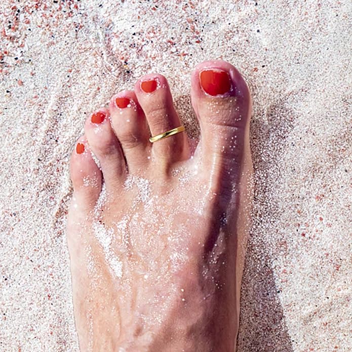 HAIAISO 14k Gold Filled Toe Rings Adjustable Toe Ring for Women Thin Toe Rings Open Band Toe Ring Summer Beach Foot Jewelry Set