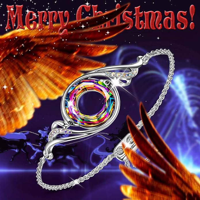 Kate Lynn ♥ Rise From the Ashes Phoenix Bracelet Made with Crystals from Austria, Adjustable Slider Bracelet for Women, Packaged with Jewelry Box, Birthday Gift for Women, Symbol of Luck and Renewal