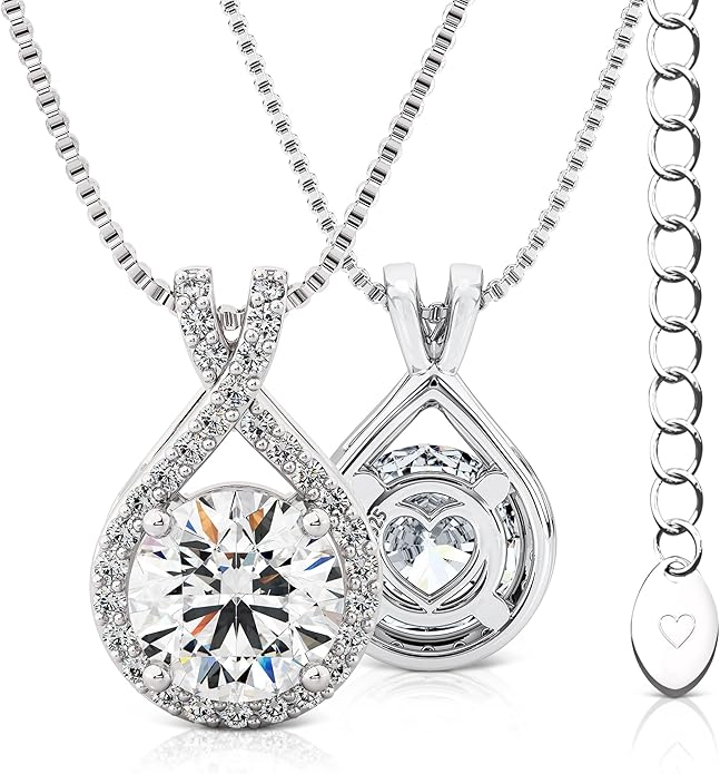 Twine&Co Infinity Moissanite Pendant Necklace – 1-3 Carat VVS1 Clarity D Color Lab-Grown Diamond Alternative – 14K Gold or Silver With Chain, Adjustable Eco-Friendly Infinity Design, Gift for Her