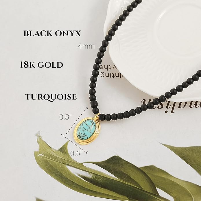 18k Gold Chain Link Necklace for Women, Baroque Pearl/Compass Pendant Necklace