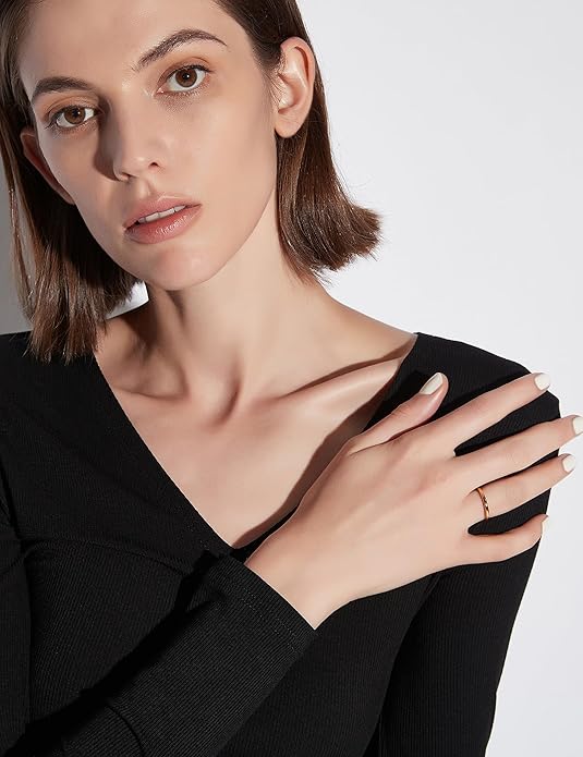 Greenpod 2mm 4mm 6mm Tungsten Wedding Bands Ring for Women Men Rose Gold/Silver/Gold/Black Polished Slim Engagement Promise Rings Comfort Fit Size 4-13