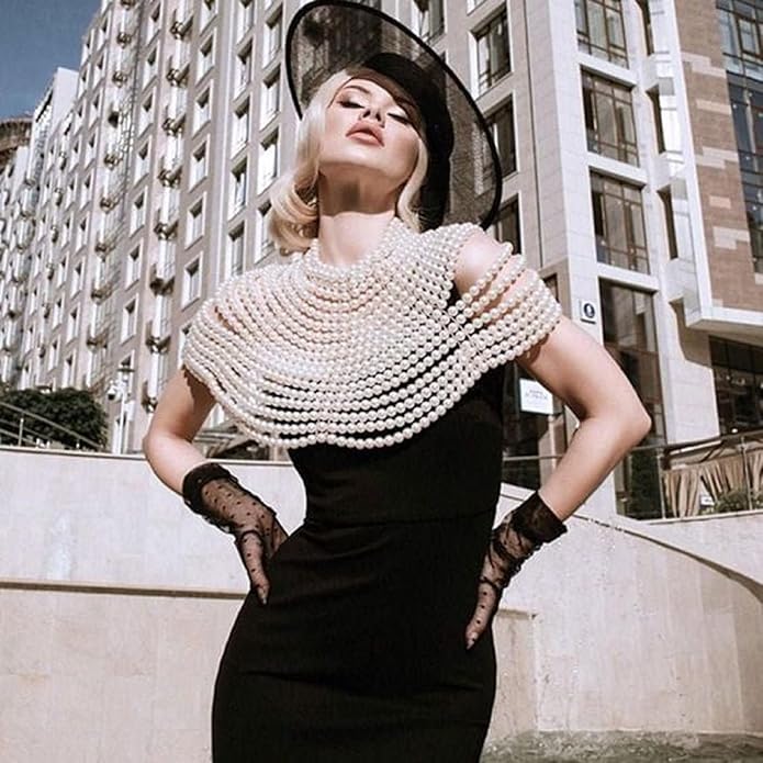 CCbodily Pearl Body Chain Bra - Fashion Shoulder Necklaces Bra Chain Body Jewelry