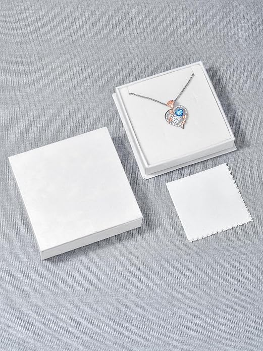 Jewelry for Her Double Heart Rose Birthstone Pendant Necklace Anniversary Jewelry Christmas Birthday Gifts for Women Wife Girlfriend