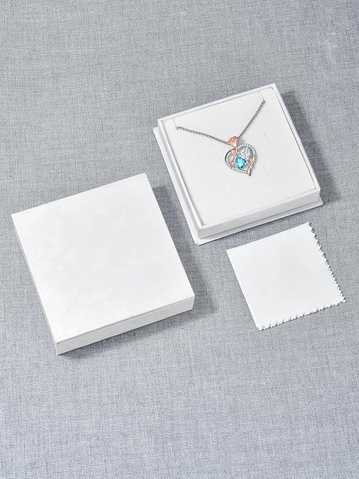 Jewelry for Her Double Heart Rose Birthstone Pendant Necklace Anniversary Jewelry Christmas Birthday Gifts for Women Wife Girlfriend