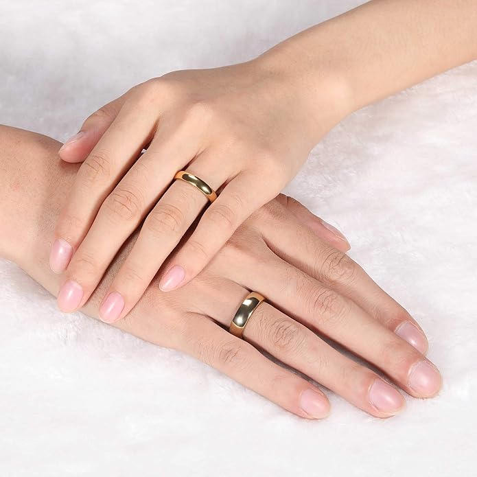 TRUMIUM 2mm 4mm 6mm 8mm Tungsten Wedding Band Ring for Men Women Gold/Rose Gold/Silver Domed High Polish Comfort Fit 4-15