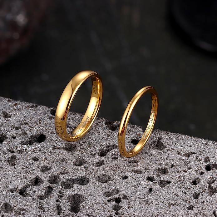 Jstyle 2mm 4mm 6mm 8mm Tungsten Rings for Men Women Hypoallergenic Wedding Band Rings Gold/Silver Domed High Polish Comfort Fit Size 6-12 Not Tarnished