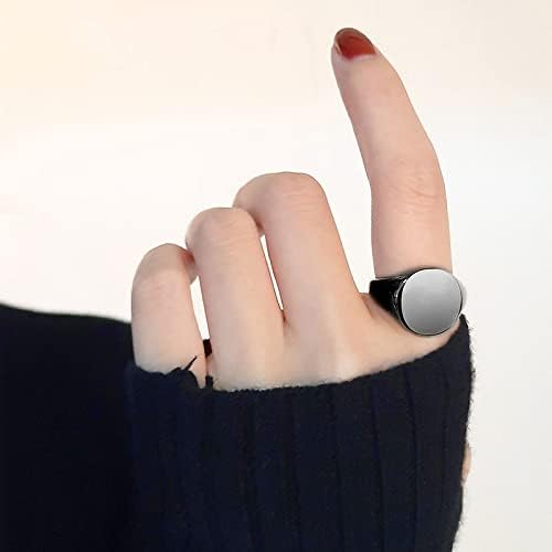 Stainless Steel Round Shape Classical Simple Plain Wedding Engagement Statement Pinky Band Signet Rings for Men Women Size 4-15