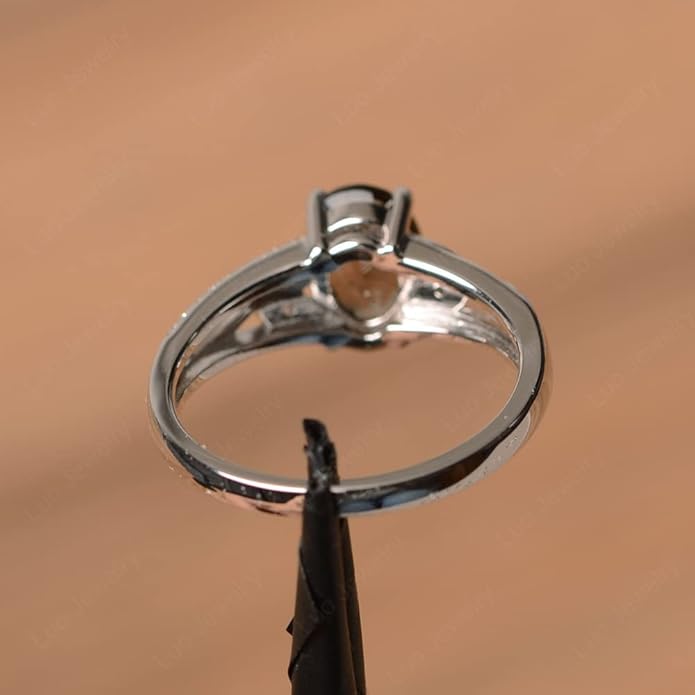 925 Sterling Silver Oval Shaped 8X6 MM Gemstone Ring Leaf Engagement Ring for Women Jewelry