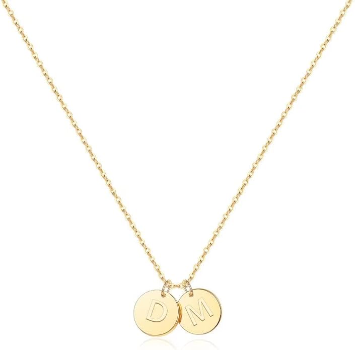 Two Initial Necklace for Women, 14K Gold Plated Dainty You and Her Initial Necklace Relationship Jewelry Mothers Day Valentines Gifts for Women Mom Friend Sister Her Birthday