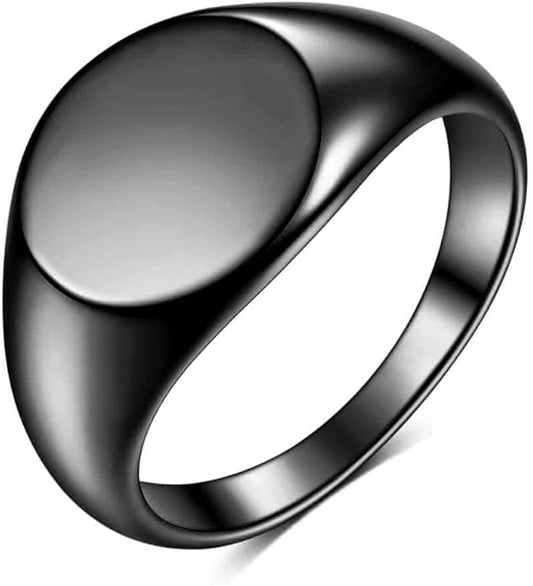 Stainless Steel Round Shape Classical Simple Plain Wedding Engagement Statement Pinky Band Signet Rings for Men Women Size 4-15