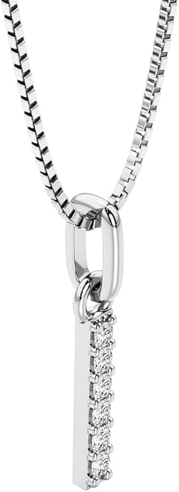 PEORA Letter A to Z Lab Grown Diamond Initial Pendant Necklace in Sterling Silver, F-G Color, VS Clarity, with 18 inch Chain