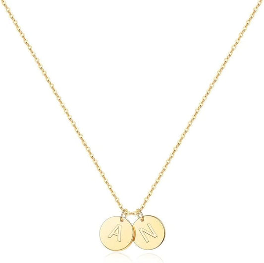 Two Initial Necklace for Women, 14K Gold Plated Dainty You and Her Initial Necklace Relationship Jewelry Mothers Day Valentines Gifts for Women Mom Friend Sister Her Birthday