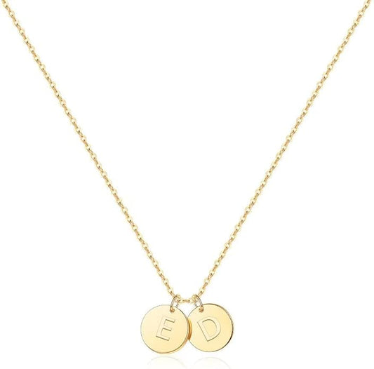 Two Initial Necklace for Women, 14K Gold Plated Dainty You and Her Initial Necklace Relationship Jewelry Mothers Day Valentines Gifts for Women Mom Friend Sister Her Birthday