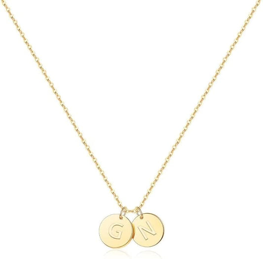 Two Initial Necklace for Women, 14K Gold Plated Dainty You and Her Initial Necklace Relationship Jewelry Mothers Day Valentines Gifts for Women Mom Friend Sister Her Birthday