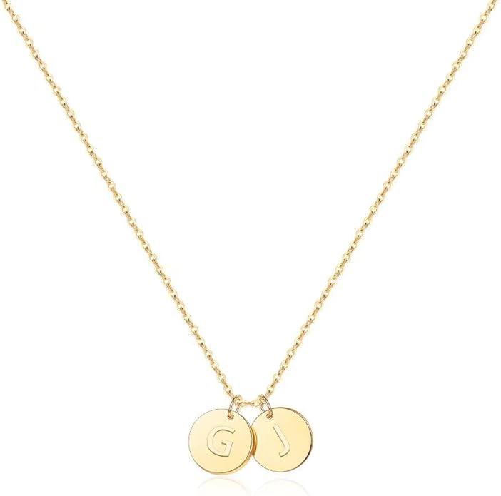 Two Initial Necklace for Women, 14K Gold Plated Dainty You and Her Initial Necklace Relationship Jewelry Mothers Day Valentines Gifts for Women Mom Friend Sister Her Birthday