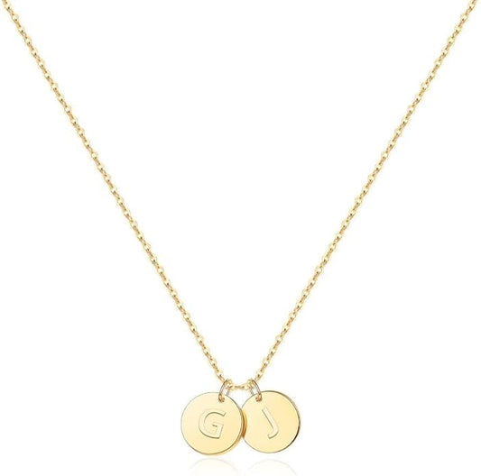 Two Initial Necklace for Women, 14K Gold Plated Dainty You and Her Initial Necklace Relationship Jewelry Mothers Day Valentines Gifts for Women Mom Friend Sister Her Birthday